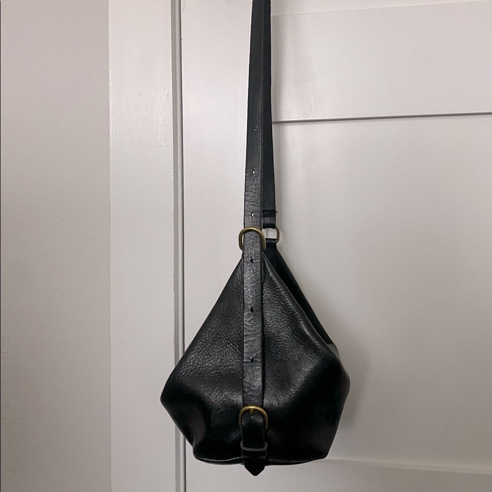 Madewell, black leather, small hobo bag